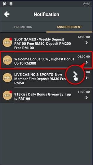 5 Steps to Check 9KING Promotion in Notification-4b